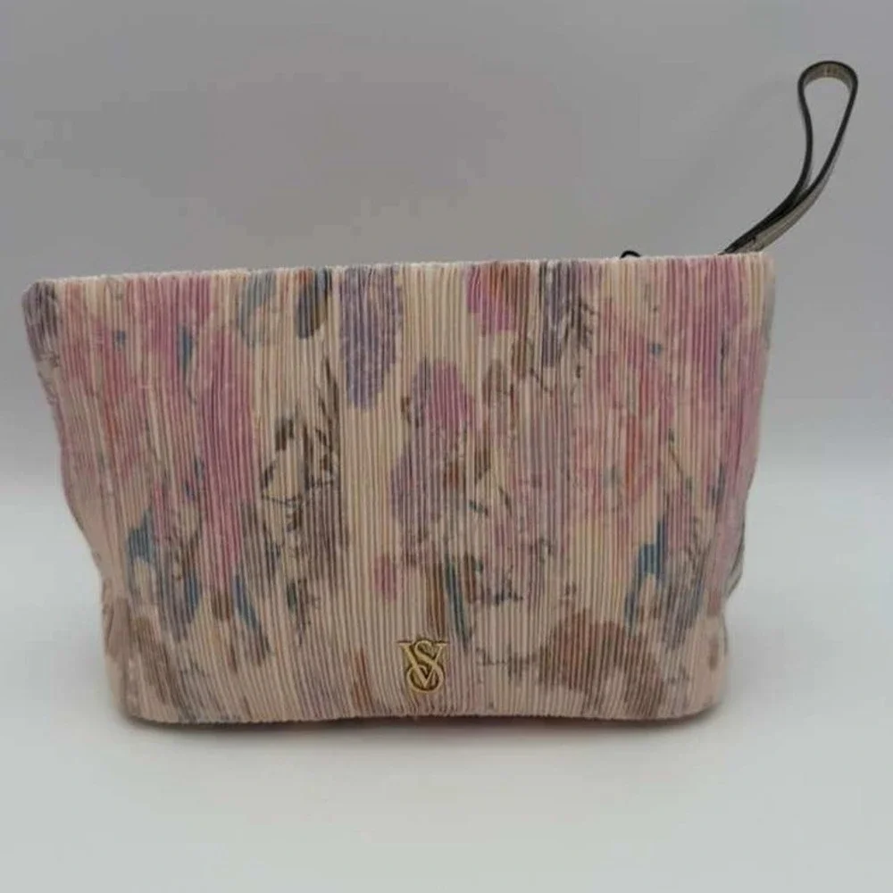 Victoria's Secret Floral Cosmetic Bag Makeup Pouch Travel‎ Organizer Pink